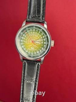Montre Raketa automatique 24 h pour homme russe soviétique URSS Polar Day verte