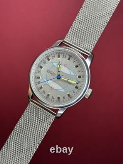 Montre Rakets 24h Mécanique Poignet Polar Argent Hommes NOUVEAU Russe Soviétique URSS Bracelet Montre Rakets 24h Mécanique Poignet Polar Argent Hommes NOUVEAU Russe Soviétique URSS Bracelet
