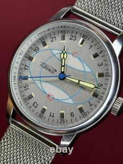 Montre Rakets 24h Mécanique Poignet Polar Argent Hommes NOUVEAU Russe Soviétique URSS Bracelet