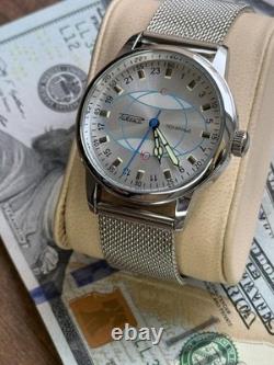 Montre Rakets 24h Mécanique Poignet Polar Argent Hommes NOUVEAU Russe Soviétique URSS Bracelet