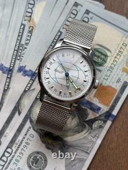 Montre Rakets 24h Mécanique Poignet Polar Argent Hommes NOUVEAU Russe Soviétique URSS Bracelet