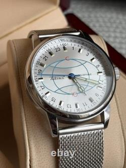 Montre Rakets 24h Mécanique Poignet Polar Argent Hommes NOUVEAU Russe Soviétique URSS Bracelet