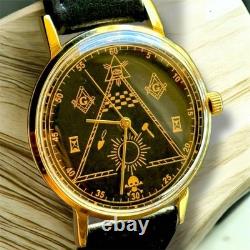 Montre Vintage Maçonnique Mécanique Poljot URSS Russe Soviétique Deluxe Slim pour Homme