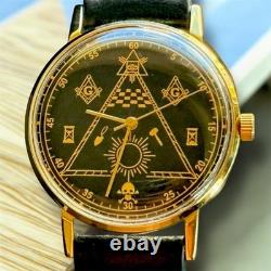 Montre Vintage Maçonnique Mécanique Poljot URSS Russe Soviétique Deluxe Slim pour Homme