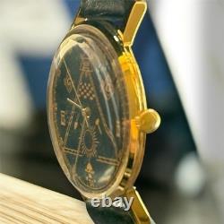 Montre Vintage Maçonnique Mécanique Poljot URSS Russe Soviétique Deluxe Slim pour Homme