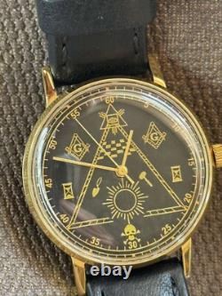 Montre Vintage Maçonnique Mécanique Poljot URSS Russe Soviétique Deluxe Slim pour Homme
