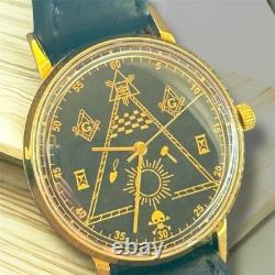 Montre Vintage Maçonnique Mécanique Poljot URSS Russe Soviétique Deluxe Slim pour Homme
