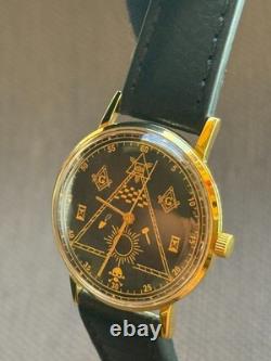 Montre Vintage Maçonnique Mécanique Poljot URSS Russe Soviétique Deluxe Slim pour Homme