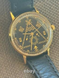Montre Vintage Maçonnique Mécanique Poljot URSS Russe Soviétique Deluxe Slim pour Homme