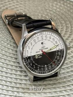 Montre Vintage Raketa 24h Mécanique Poignet Homme Soviétique URSS Jour Polaire Russe Rare