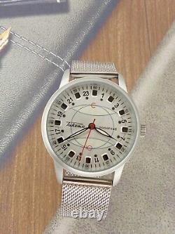 Montre Vintage Raketa 24h Polar Automatique pour Homme Russe Cadran Soviétique Rare de l'URSS des années 20