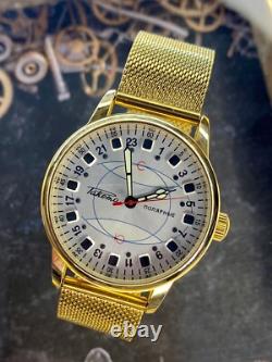 Montre-bracelet mécanique 24h pour homme, russe soviétique URSS Polar Golden Raketa<br/> 
