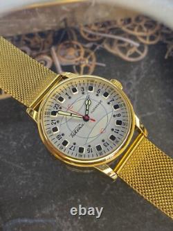Montre-bracelet mécanique 24h pour homme, russe soviétique URSS Polar Golden Raketa  	<br/>		