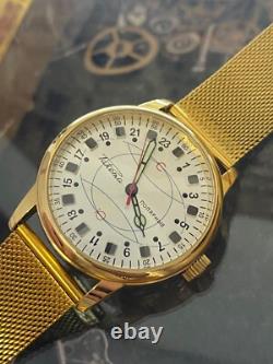 Montre-bracelet mécanique 24h pour homme, russe soviétique URSS Polar Golden Raketa	 <br/> 