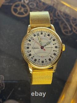 Montre-bracelet mécanique 24h pour homme, russe soviétique URSS Polar Golden Raketa
<br/> 