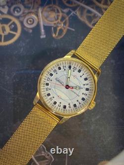 Montre-bracelet mécanique 24h pour homme, russe soviétique URSS Polar Golden Raketa <br/>
 