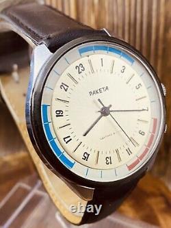 Montre-bracelet russe soviétique RAKETA vintage 24 heures POLAR ANTARCTIC URSS 2623 #6032