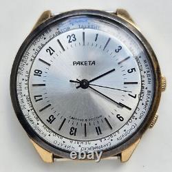 Montre-bracelet soviétique RAKETA vintage 24 heures Pôle Antarctique URSS 2623H
