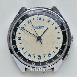 Montre-bracelet soviétique RAKETA vintage 24 heures Pôle Antarctique URSS 2623H
