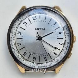 Montre-bracelet soviétique RAKETA vintage 24 heures Pôle Antarctique URSS 2623H