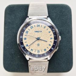 Montre-bracelet soviétique RAKETA vintage 24 heures Pôle Antarctique URSS 2623. H