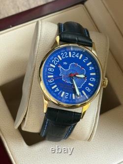 Montre mécanique 24h Antarctique carte russe homme soviétique URSS Raketa bleue rare