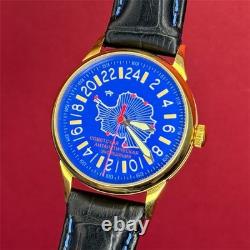 Montre mécanique 24h Antarctique carte russe homme soviétique URSS Raketa bleue rare