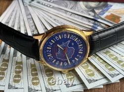 Montre mécanique 24h Antarctique russe homme jour soviétique rare URSS Raketa bleu