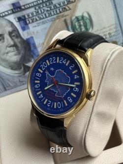 Montre mécanique 24h Antarctique russe homme jour soviétique rare URSS Raketa bleu