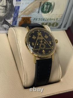 Montre mécanique Poljot pour homme, bracelet, URSS russe soviétique, slim deluxe, franc-maçon