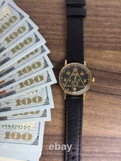 Montre mécanique Poljot pour homme, bracelet, URSS russe soviétique, slim deluxe, franc-maçon