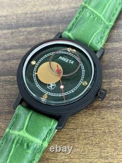 Montre mécanique pour hommes Raketa Copernicus verte vintage soviétique des années 1990, rare cadran solaire
