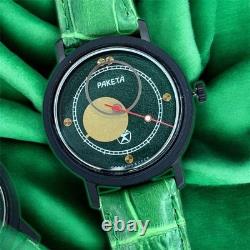 Montre mécanique pour hommes Raketa Copernicus verte vintage soviétique des années 1990, rare cadran solaire