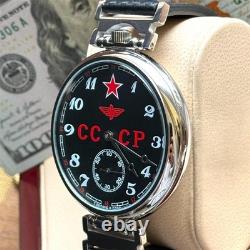Montre pilote mécanique d’aviation Molniya pour homme, étoile soviétique russe URSS