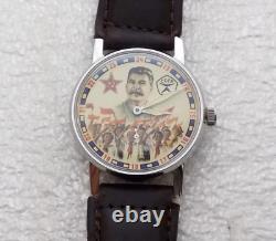 Montre soviétique RARE POBEDA avec l'histoire de STALIN Vintage russe ancienne URSS #W2134