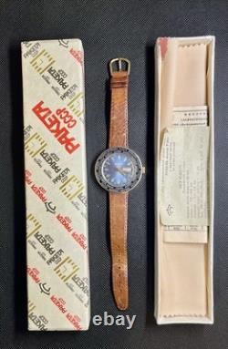 Montre soviétique Raketa World Time fonctionnelle avec boîte et papiers URSS russe