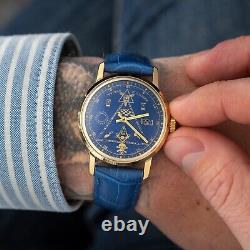 Montre vintage Pobeda maçonnique mécanique soviétique russe URSS rare en cuir de maçon