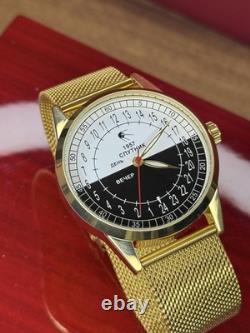 Montre vintage Raketa 24h automatique poignet homme russe soviétique URSS Sputnik jour