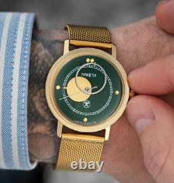 Montre vintage Raketa Copernic mécanique Lune Soleil soviétique URSS russe pour homme en or