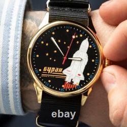 Montre vintage Raketa Spacecraft mécanique Buran soviétique URSS russe pour homme au poignet