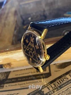 Montre vintage maçonnique mécanique Poljot URSS russe soviétique deluxe slim pour homme