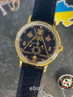 Montre vintage maçonnique mécanique Poljot URSS russe soviétique deluxe slim pour homme