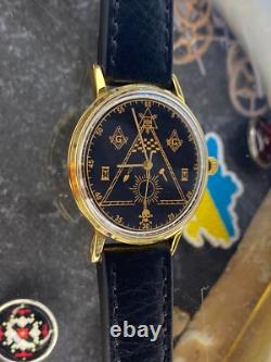 Montre vintage maçonnique mécanique Poljot URSS russe soviétique deluxe slim pour homme