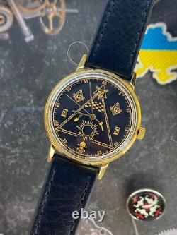 Montre vintage maçonnique mécanique Poljot URSS russe soviétique deluxe slim pour homme