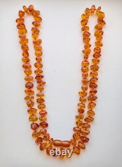 NOS NWOT Russe Soviétique URSS Ambre de la Baltique Collier perlé de longueur opéra