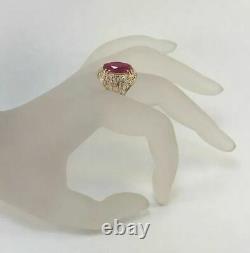 Nice Original Vintage Ussr Russian Soviet Rose Gold 583 14k Ring Ruby Taille 9