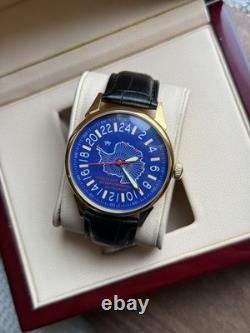 Nouveau ! Montre Raketa 24h Mécanique Antarctique Bleue Homme Russe Rare URSS