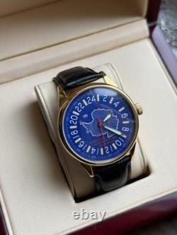 Nouveau ! Montre Raketa 24h Mécanique Antarctique Bleue Homme Russe Rare URSS