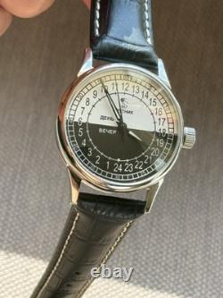Nouveau ! Montre Raketa 24h Mécanique Sputnik Russe Jour Nuit Homme Rare URSS