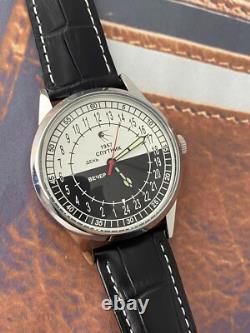 Nouveau ! Montre Raketa 24h Mécanique Sputnik Russe Jour Nuit Hommes Soviétique Rare URSS